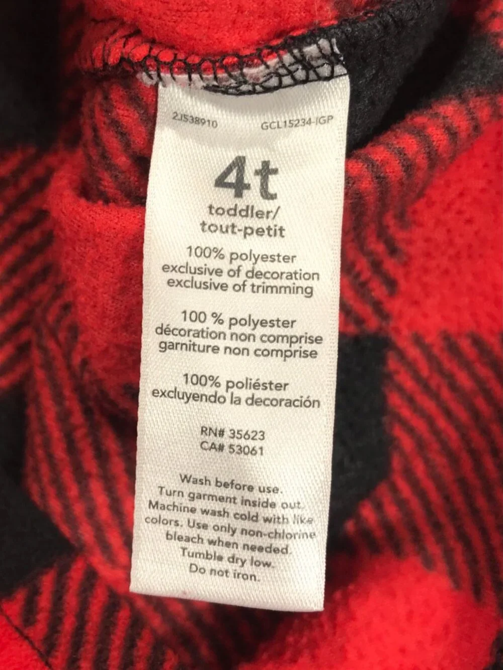 Carter's Sweater Boys 4T Red Black Buffalo Plaid Logo Fleece Pullover Button LS